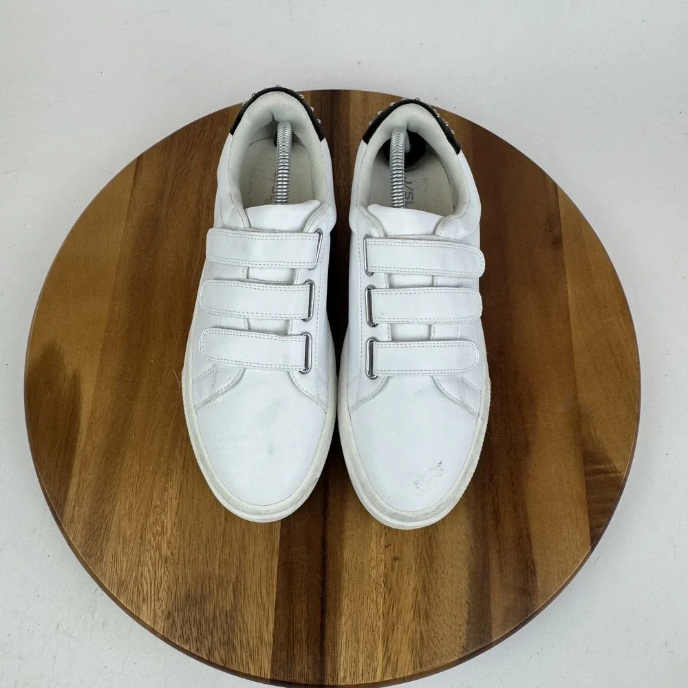 Womens J/Slides Gennie White Faux Leather Studded Platform Sneakers‎ Size 10 GUC